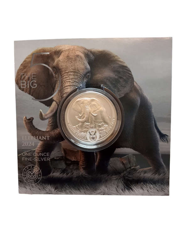 2024 Big 5 Elephant 1oz Fine Silver -South Africa - The Big Five Elephant BU Silver One Ounce