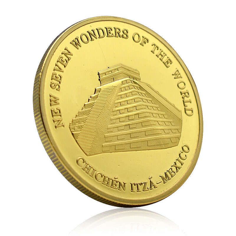 2007 Chichen-Itza Mexico New Seven Wonders of The World Gold Plated Coin