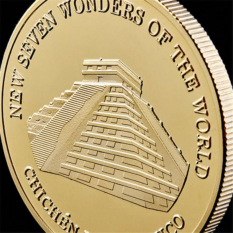 2007 Chichen-Itza Mexico New Seven Wonders of The World Gold Plated Coin