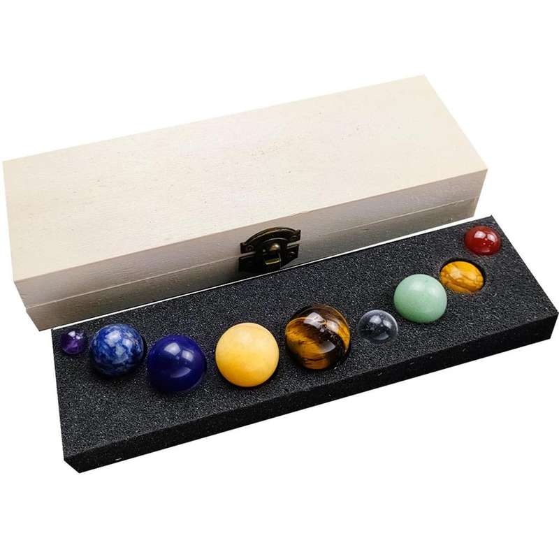 Deluxe Solar System Crystal Collection - 9 Planets Natural Stone Set, for Galaxy & Universe Themed