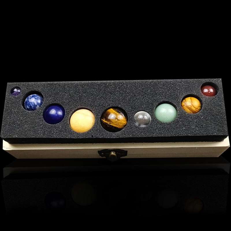 Deluxe Solar System Crystal Collection - 9 Planets Natural Stone Set, for Galaxy & Universe Themed