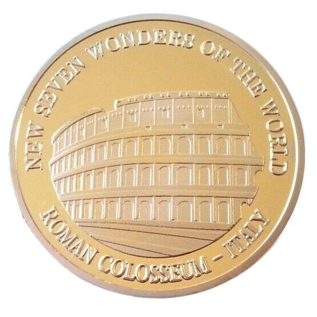 2007 Coin Roman Colosseum Italy -  New Seven Wonders of The World Gold Plated Coin
