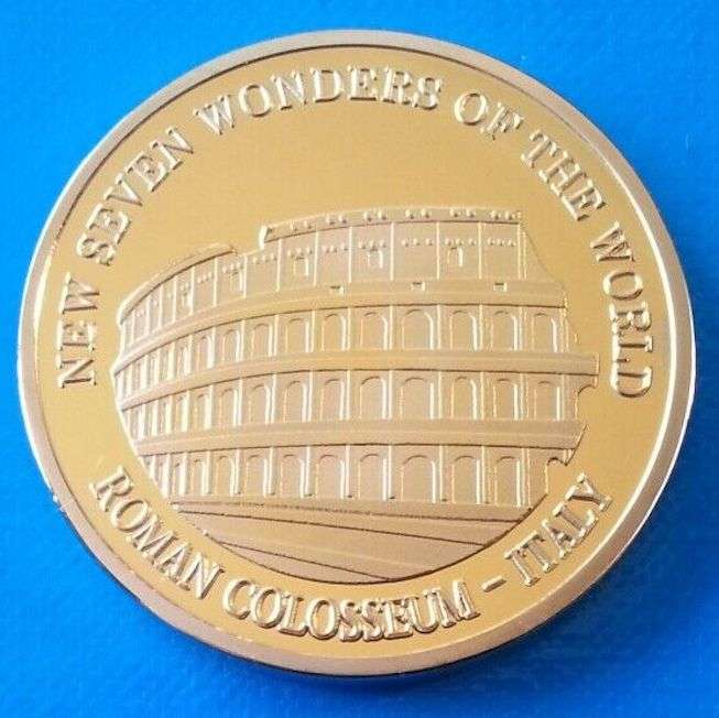 2007 Coin Roman Colosseum Italy -  New Seven Wonders of The World Gold Plated Coin