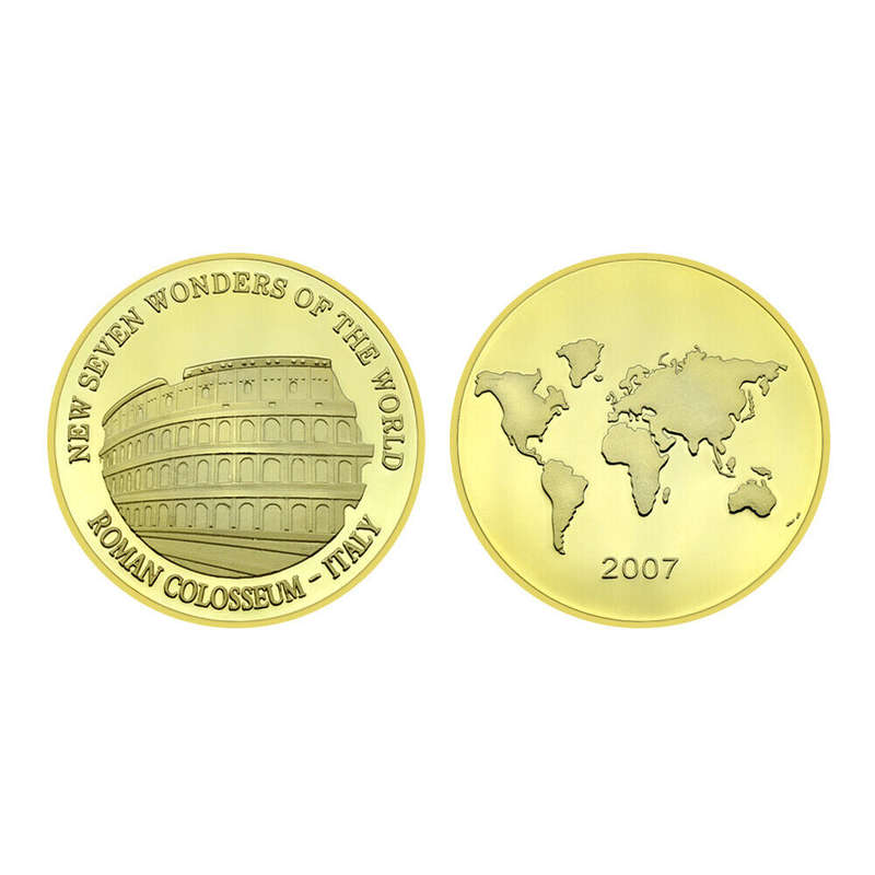 2007 Coin Roman Colosseum Italy -  New Seven Wonders of The World Gold Plated Coin