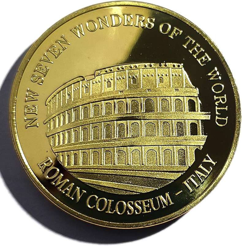 2007 Coin Roman Colosseum Italy -  New Seven Wonders of The World Gold Plated Coin