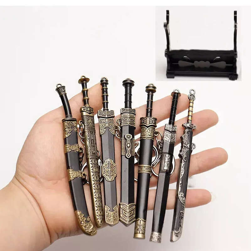 Ancient Chinese Mini Sword Keychain Sword Metal Weapon Toy Key Chain