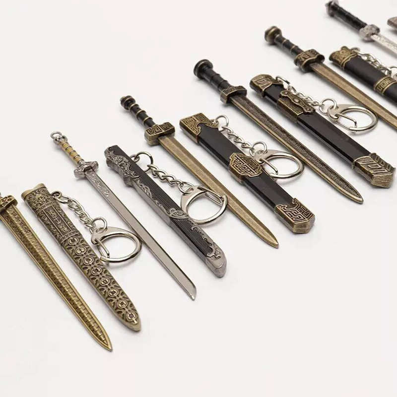 Ancient Chinese Mini Sword Keychain Sword Metal Weapon Toy Key Chain