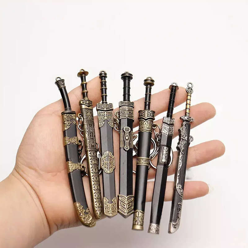 Ancient Chinese Mini Sword Keychain Sword Metal Weapon Toy Key Chain
