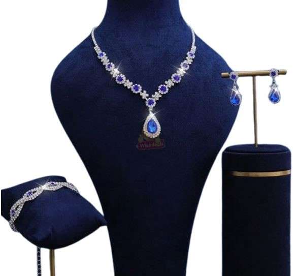 Blue Crystal 3-in-1 Jewellery Set in Complimentary Gift Box