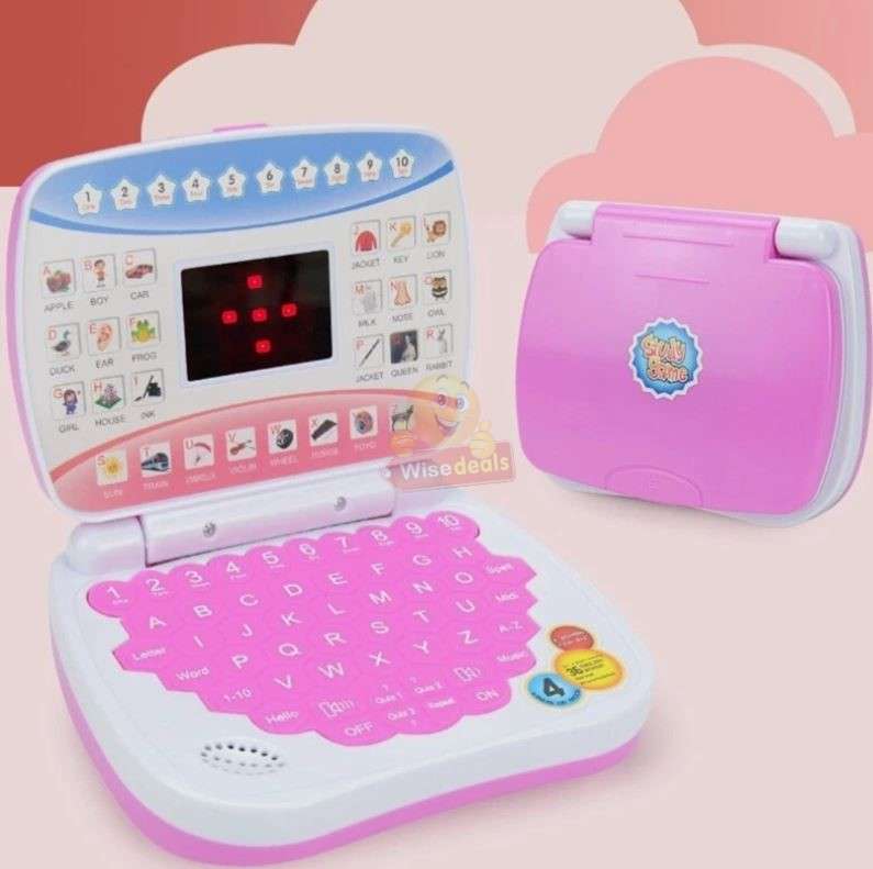 Childrens Educational Study Game Computer in Blue and Pink