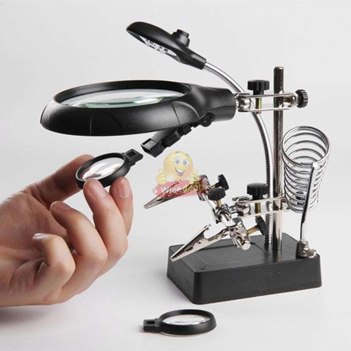 5 LED Auxiliary Clip Magnifier Soldering Stand with AC/DC Interchangeable