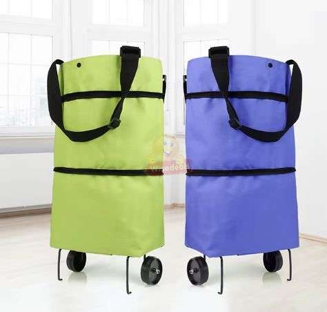 2 in 1 Shopping Shoulder or Trolley Bag with Wheels Durable Waterproof Material