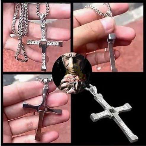Rhinestone classic silver or gold cross pendant necklace
