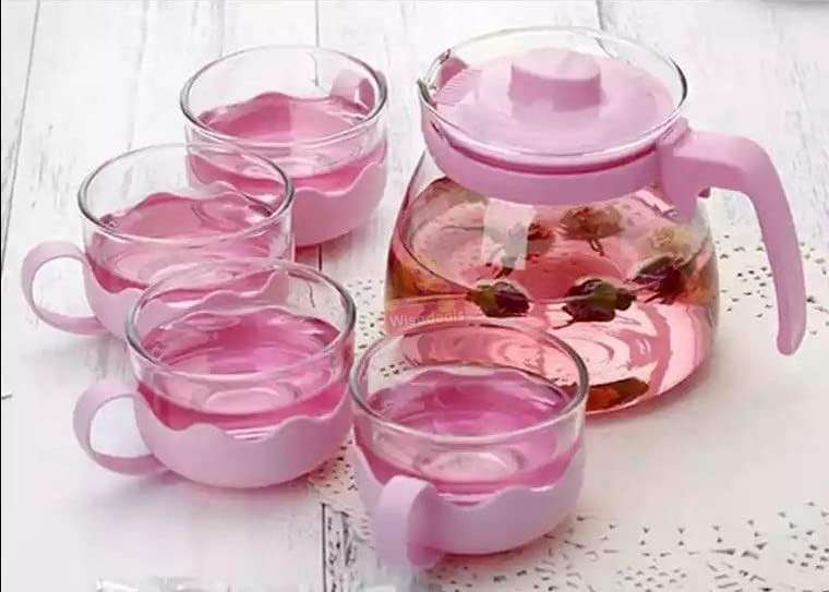 5 Piece Glass Teapot Cup Set Available in 3 Colours