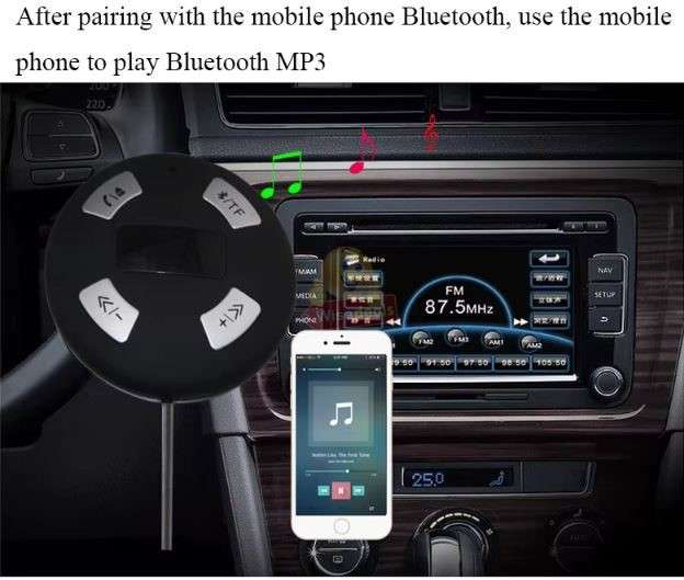 Mini Bluetooth Music Receiver FM Transmitter TF Card Car Mp3 Music Play
