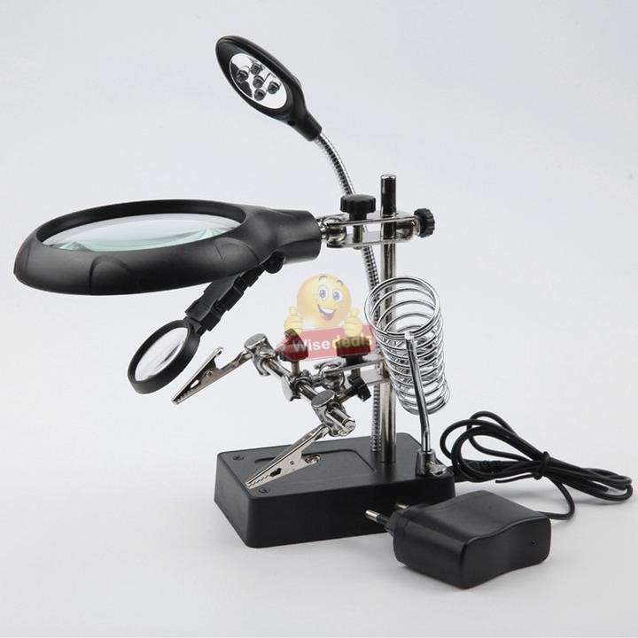 5 LED Auxiliary Clip Magnifier Soldering Stand with AC/DC Interchangeable