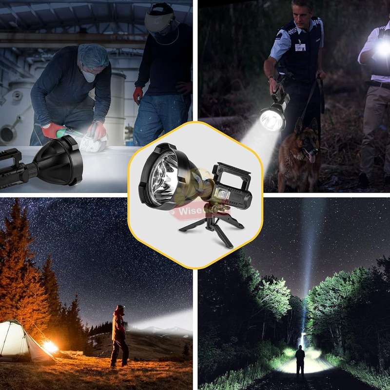 Super Far Distance Large LED Search and Flash Light and Tripod, USB Interface, Mobile Power Bank