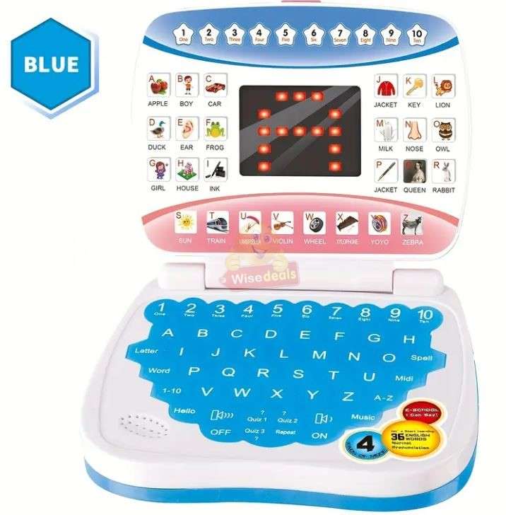 Childrens Educational Study Game Computer in Blue and Pink