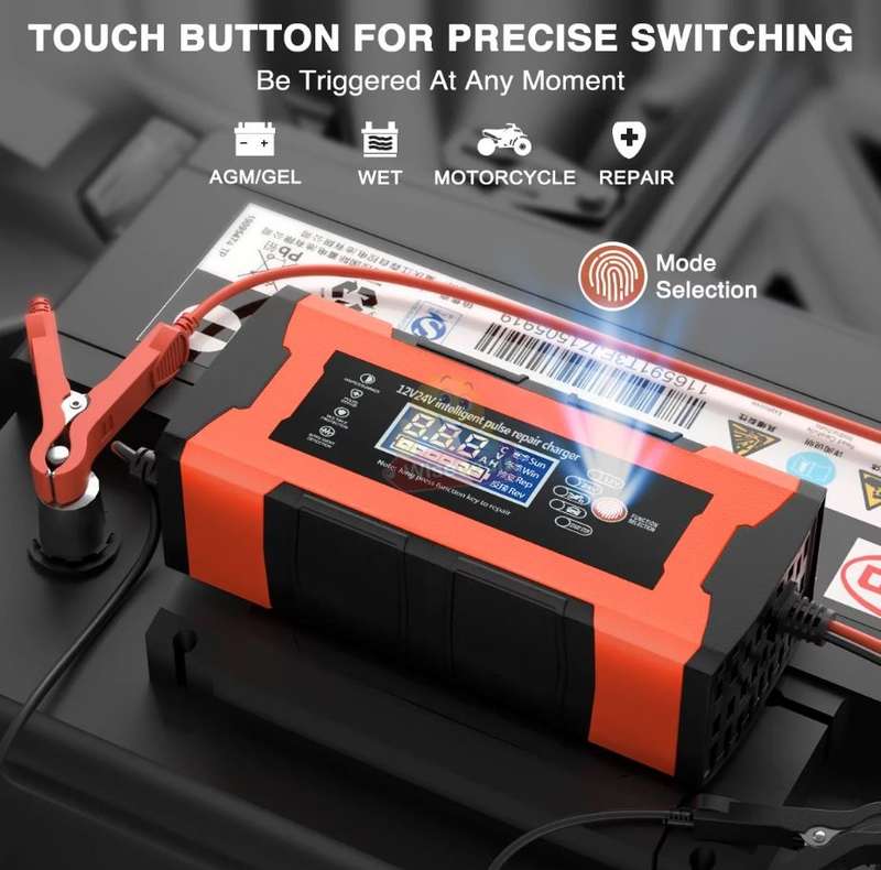 12V 10A -24V 5A Intelligent Pulse Repair LCD Display Battery Charger