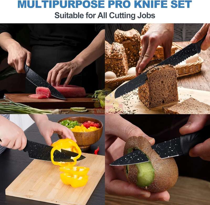 6 Piece Carbon Stainless Steel Knife Set, Perfect for slicing, Chopping, Carving... START R1 ONLY