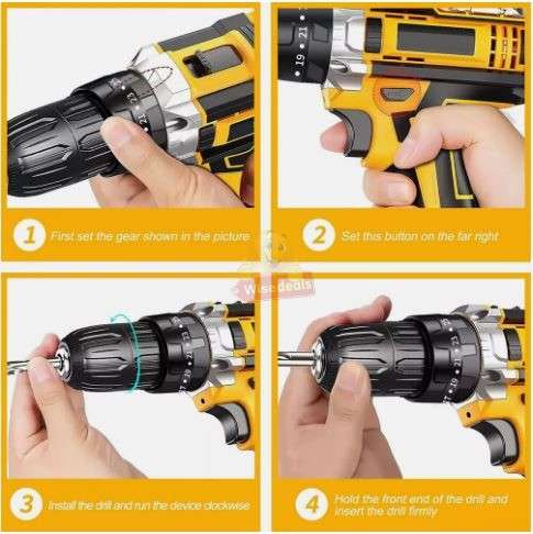 Powerful Cordless Drill with 2 X 48V Lithium Batteries and Accessories in a handy Carry Case