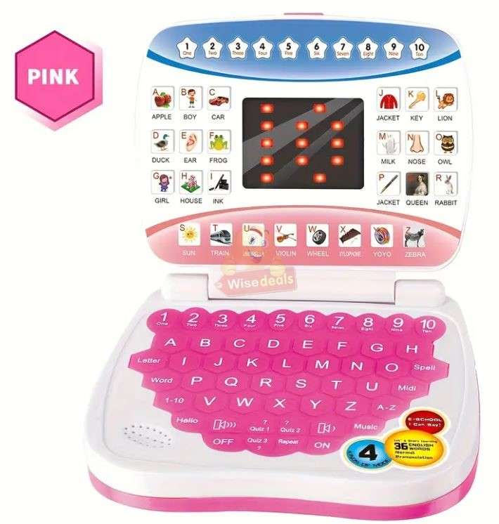 Childrens Educational Study Game Computer in Blue and Pink
