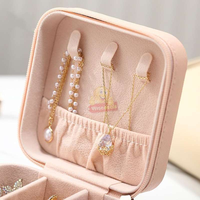 Leather Jewellery Zipper Storage Box