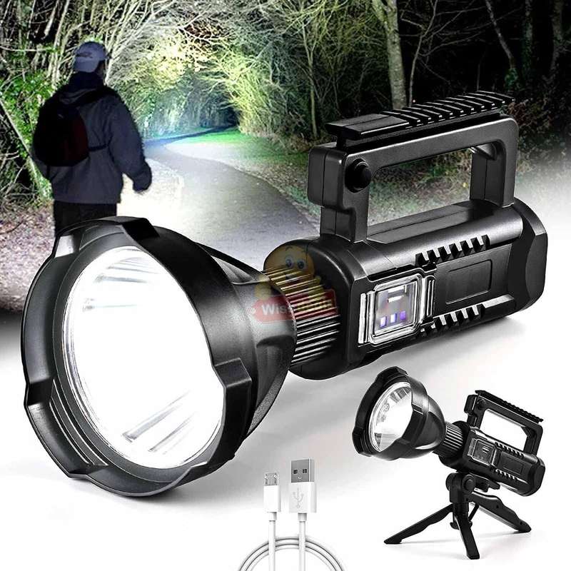 Super Far Distance Large LED Search and Flash Light and Tripod, USB Interface, Mobile Power Bank