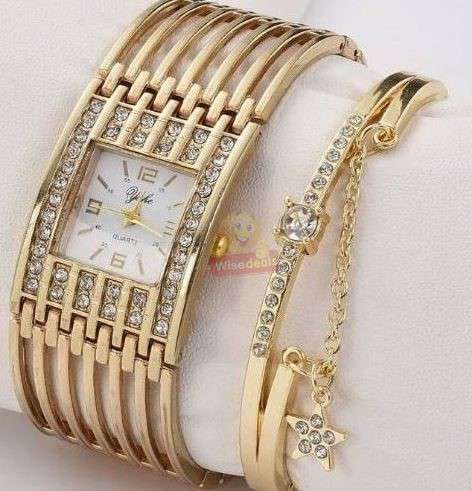 Elegant 2 Piece Ladies Watch and Bracelet Set