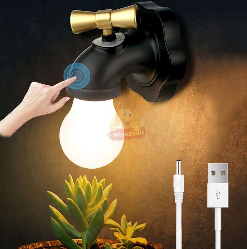 Wall Mount Tap Shape Intelligent Sensor Voice Control Night Light