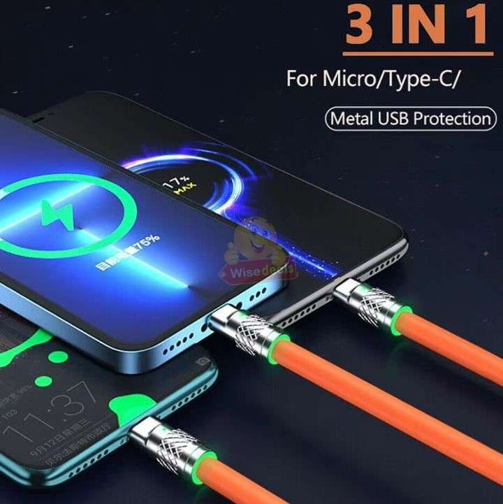 120W 3 in 1 Super Charging Zinc Alloy Micro USB Fast Charger