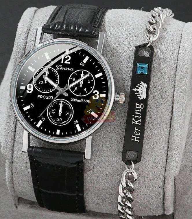 Geneva Mens Quartz Watch and Bracelet Set in Gift Box