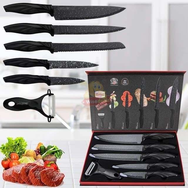 6 Piece Carbon Stainless Steel Knife Set, Perfect for slicing, Chopping, Carving... START R1 ONLY