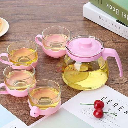 5 Piece Glass Teapot Cup Set Available in 3 Colours