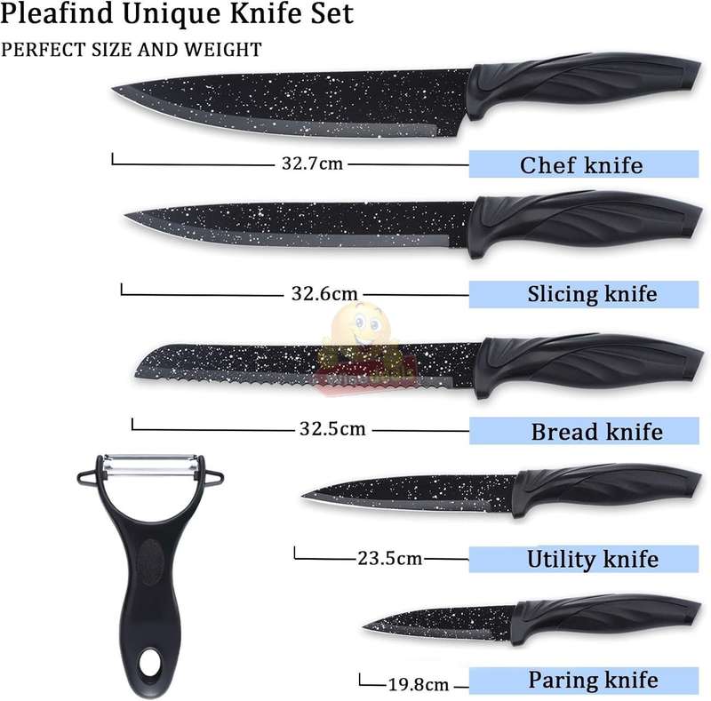 6 Piece Carbon Stainless Steel Knife Set, Perfect for slicing, Chopping, Carving... START R1 ONLY