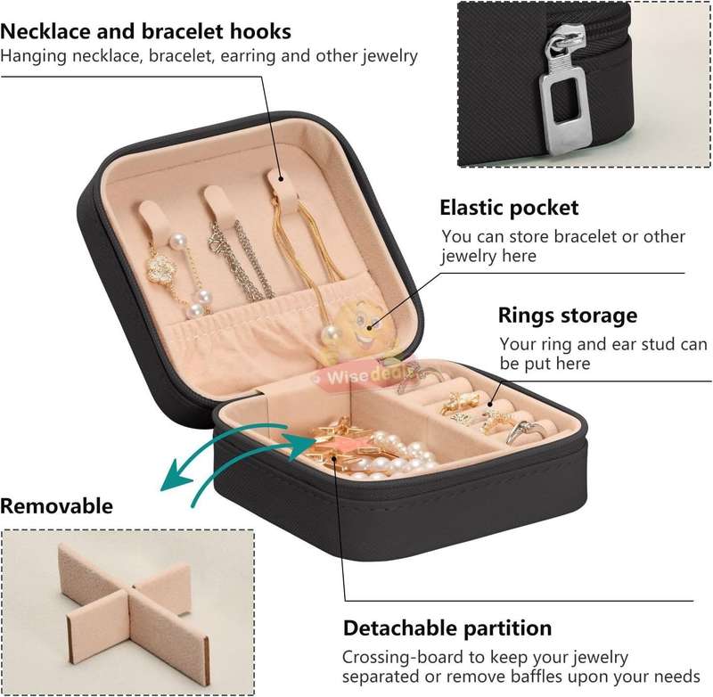 Leather Jewellery Zipper Storage Box