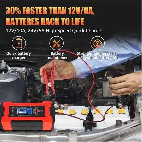 12V 10A -24V 5A Intelligent Pulse Repair LCD Display Battery Charger