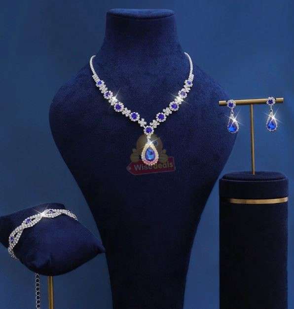 Blue Crystal 3-in-1 Jewellery Set in Complimentary Gift Box