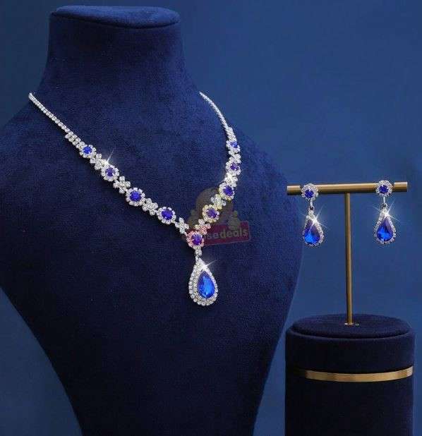 Blue Crystal 3-in-1 Jewellery Set in Complimentary Gift Box