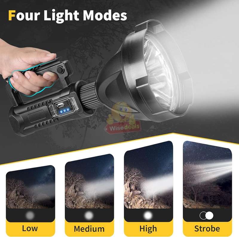 Super Far Distance Large LED Search and Flash Light and Tripod, USB Interface, Mobile Power Bank