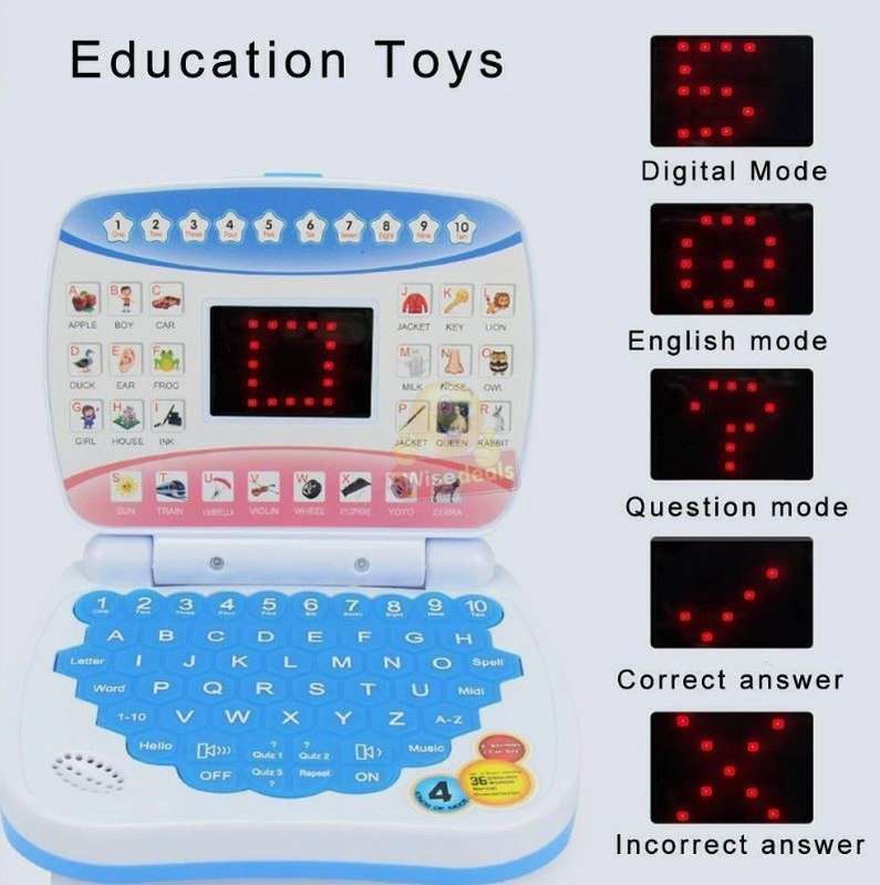 Childrens Educational Study Game Computer in Blue and Pink