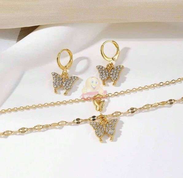 3-in-1 Butterfly Pendant Necklace and Earring Set in Gift Box