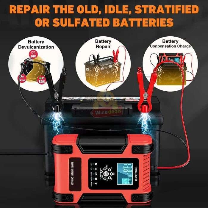7 Stage Automatic Repair Battery Charger 24V 5A, 12V 10A For Most Battery Types