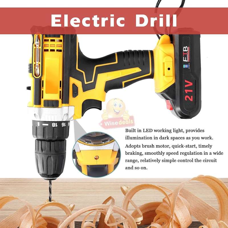 Powerful Cordless Drill with 2 X 48V Lithium Batteries and Accessories in a handy Carry Case