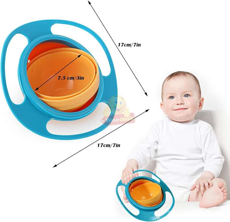 Non-spill Feeding 360° Rotating Gyro Bowl