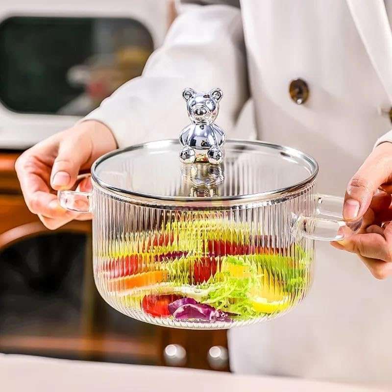 From Stovetop to Tabletop Super Cute Bear High Borosilicate Glass Pot