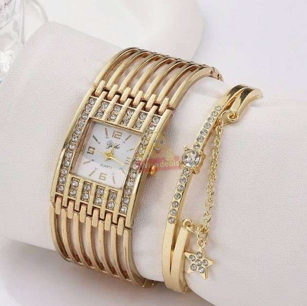 Elegant 2 Piece Ladies Watch and Bracelet Set