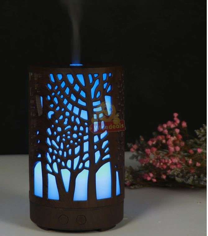 Wood Grain 7 LED Colour Light and Ultrasonic Humidifier Aroma Diffuser