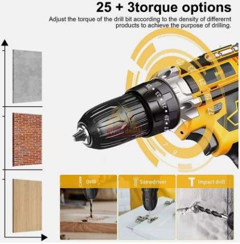 Powerful Cordless Drill with 2 X 48V Lithium Batteries and Accessories in a handy Carry Case