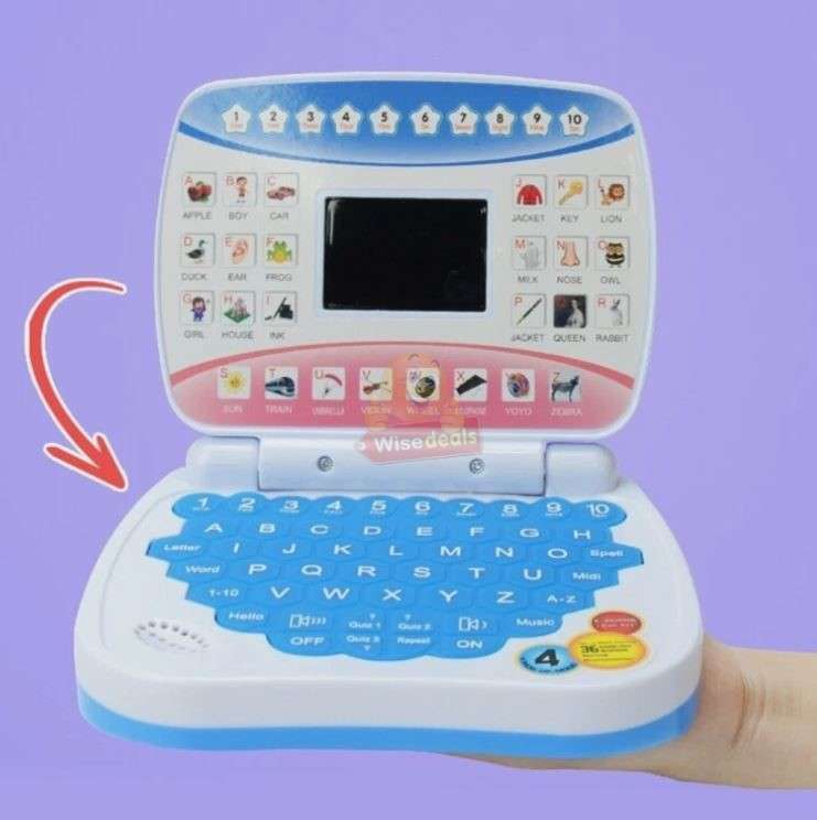 Childrens Educational Study Game Computer in Blue and Pink